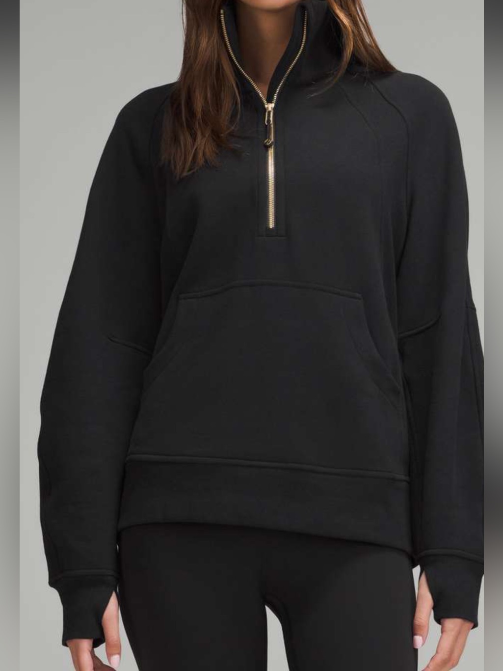 Lululemon Scuba Oversized Funnel-Neck Half Zip Long Xs/S Black Gold